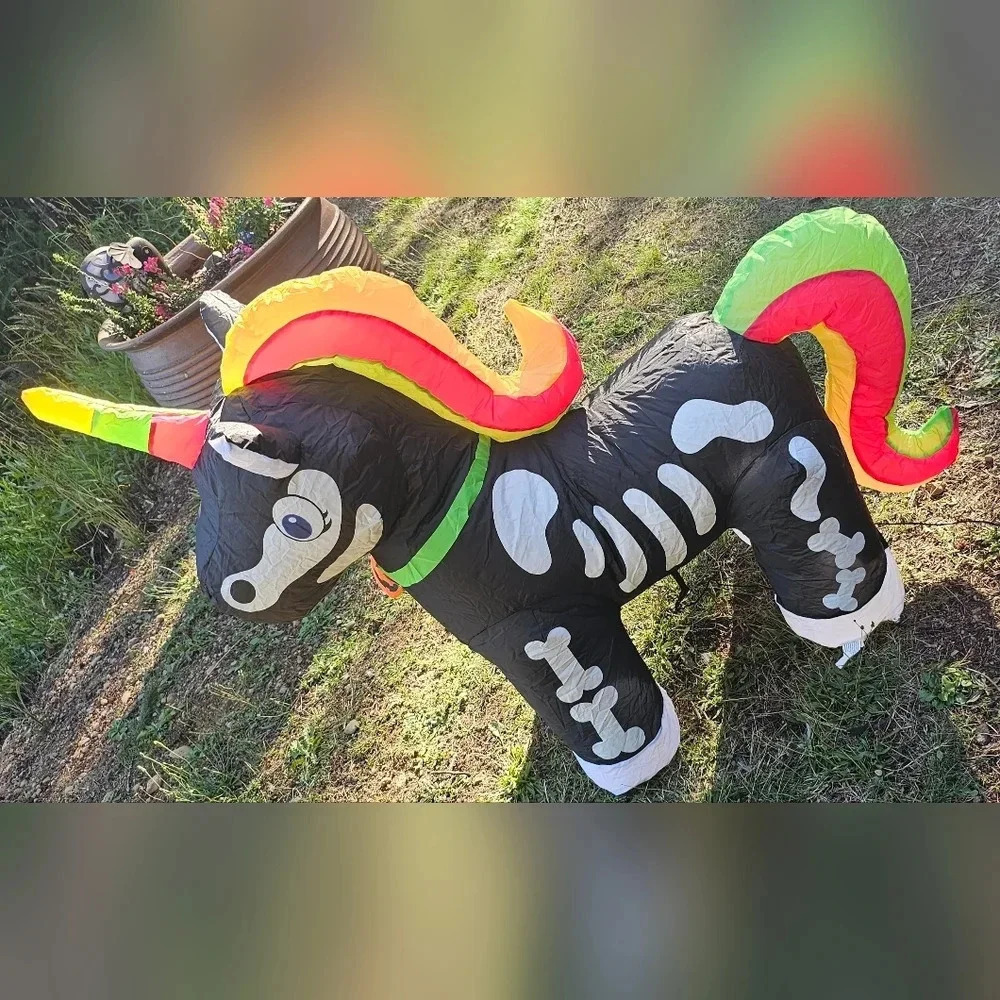 Gemmy 3.5FT Airblown LED- Skeleton Unicorn - Picture 4 of 4